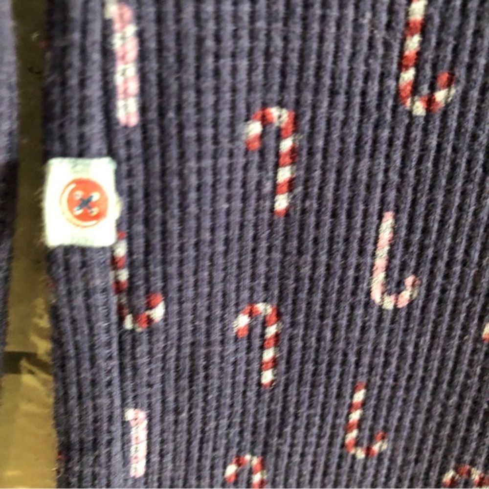 Jane and Bleecker thermal navy candy cane pajama onesie XS holiday Christmas‎ - Picture 5 of 10